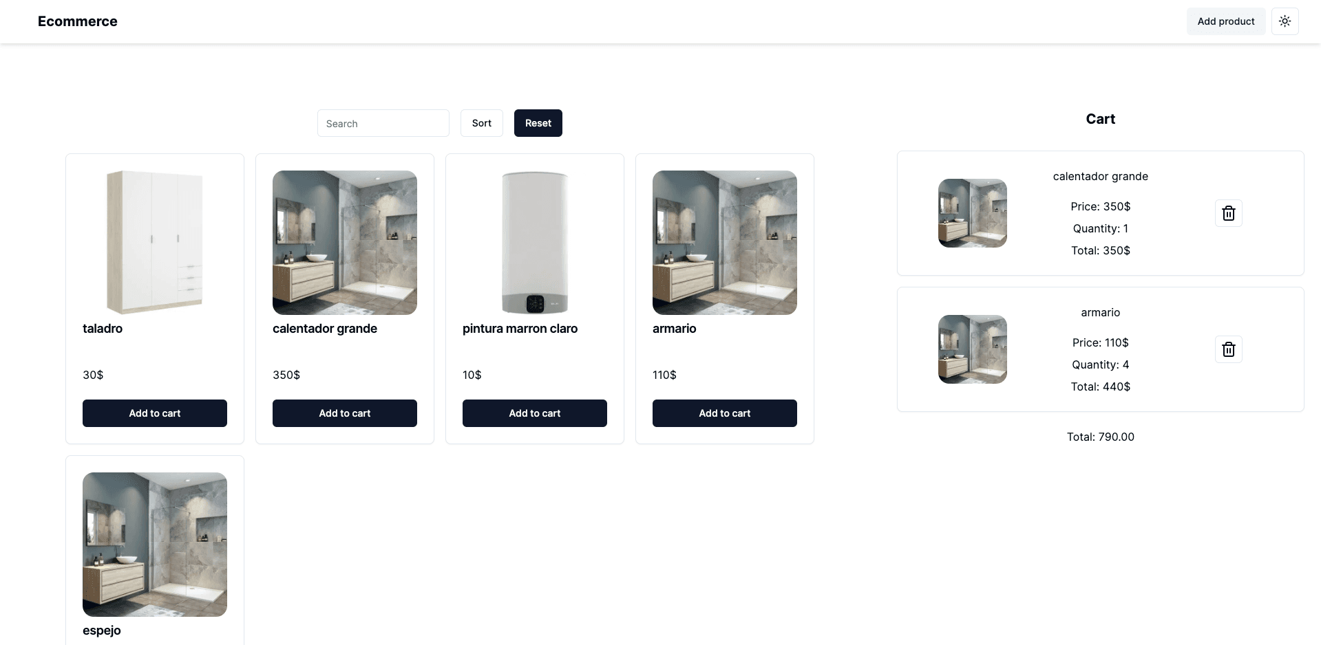 Ecommerce showcase